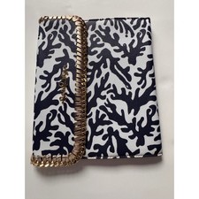 Lilly Pulitzer Navy White Coral Print iPad Case Gold Chain Trim Style 86212 picture