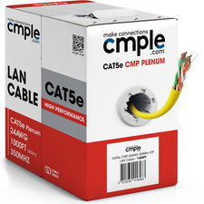 Cmple - Cat5E Plenum Cable 1000Ft, CMP, Yellow, 350Mhz Gigabit Ethernet Solid Ne picture