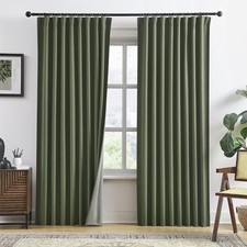  2 PCs Olive Green Linen Blackout Curtains 84 50