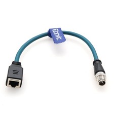 30CM Industrial M12 8Pin Male X Code To RJ45 Female Flex Cat6 Cable Blue picture
