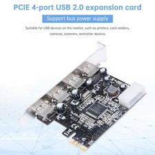 HUB 2.0 PCIE to USB 2.0 Expansion Card Moschip Adapter Card 4PIN Power Supply US picture
