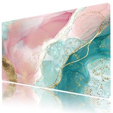 Pink and Green Marble Large Mouse Pad Gaming Desk Accessories Pink and Gold A... picture