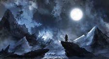 Landscape fantasy art night moon hunter snow deviantart Custom Gaming Mat Desk picture