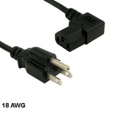 Kentek 6' ft 18 AWG 90° Standard Power Cord NEMA 5-15P to IEC60320 C13 10A/125V picture
