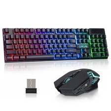 CHONCHOW USB Wireless Gaming Keyboard and Mouse Combo, RGB Backlit, 2.4GHz picture
