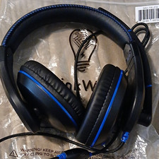 ThinkWrite TW-210 Wired Over-Ear Headset Boom Mic 3.5mm 7ft Black/Blue picture