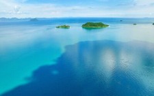 Landscape nature tropical thailand sea hills clouds blue Custom Gaming Mat Desk picture