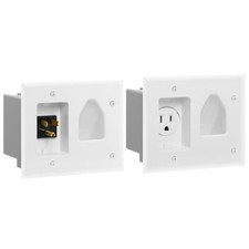 Recessed low Voltage Audio Video Cable Pass Thru Wall Plate 6FT Power Cord picture