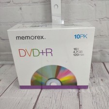 New Memorex 10 Pack DVD+R 16x 4.7GB 120 min RW Recordable w/ Slim Jewel Case picture
