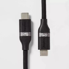 heyday™ - 4' USB C to TYPE C 240W Silicone Cable - Black - FAST CHARGER - A18 picture