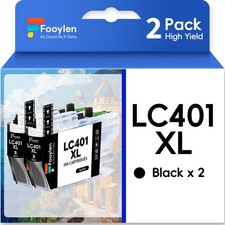 2pk LC401 XL Black Ink Cartridge for Brother MFC-J1010DW MFC-J1012DW MFC-J1170DW picture