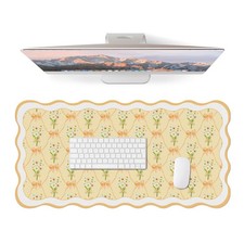 Cute Desk Mat for Keyboard and , Large Scalloped Desktop Mat, Washable Non-Sl... picture