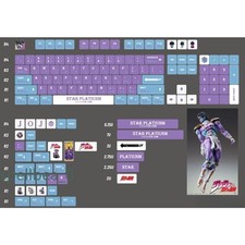 Star Platinum Anime JoJo Keycaps 140 keys PBT KCA Height For Cherry MX Keyboard- picture