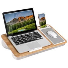 Home Office Lap Desk Oak Woodgrain Fits 15.6 Inch Laptops Portable Tray picture