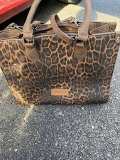 Wrangler Animal Print Faux Leather Briefcase Brown Black Multiple Compartments picture