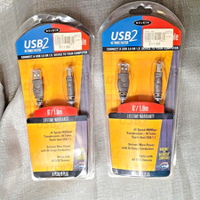 2 New Belkin USB 2.0 Cable 6ft USB2 Model F3U133-06 U05 Lot Of 2 Sealed A Plug B picture
