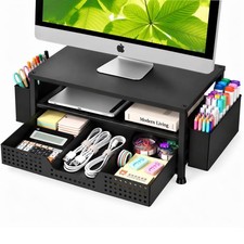 Desk Organizer and , 2-Tier Computer Monitor Stand Rise with Storage Drawer &... picture