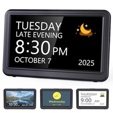  Date Clock, Digital Clock with 12 Themes, 20 Alarms, 20 Reminders, Semi Black picture