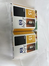 NEW Lot of 2 Genuine HP #15 Black Ink Cartridges, Sealed / NOS, Expired 2005 picture