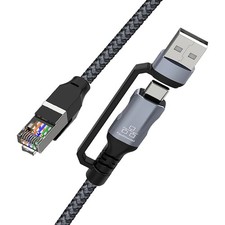 1.8M USB-A/Type-C to RJ45 Ethernet Cable 100Mbps for Laptop, Phone, Tablet NEW picture