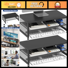 2-Tier Monitor Stand Riser & Laptop Holder, Office Desk Organizer, Black 2-Pack picture