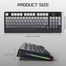 FREEWOLF M96 Dual Mode Wireless Gaming keyboard with Display Screen RGB Backlit picture