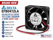 Delta EFB0412LA 40x40x10 mm 4010 12V 0.08A 4000RPM 2-Wire Quiet Cooling Fan picture