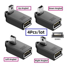 4 Pack Mini/Micro USB Male to USB 2.0 Female 90 Degree Angled On-The-Go Adapter picture