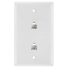 Double RJ11 Connector 6 Conductors Phone Wall Plate Jack 6P6C Telephone Dual picture