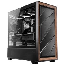 Flux Wood, 5 x PWM Fans Included, High-Airflow Front Panel with Walnut Wood, Typ picture