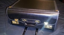 VTG U.S Luggage Rolling Pilot Case Black Leatherette Briefcase Locks Military picture