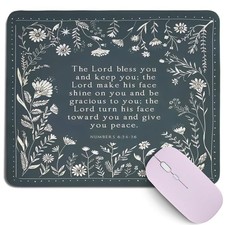 Christian Bible Verse Mouse Pad,Jesus Religious Mouse Pads,Cyan Blue Flowers ... picture
