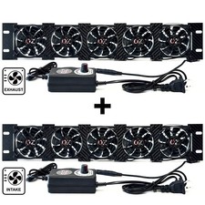 2U Rackmount Cooling Exhaust + Intake Fan Panel Quiet High-Airflow 19
