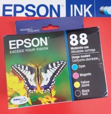 08-2023 4 GENUINE EPSON 88 INK Black & Color T0881-T0884 TO88 CX4400/7400/NX100 picture