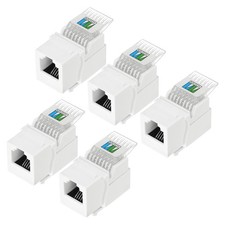 5 Pack RJ11 Cat 3 Telephone Jack, Cat3 Coupler Phone Adapter, White, 17mm picture