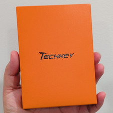 TECHKEY 256GB USB Flash Drive USB-C/Lightning/USB Orange Touch ID Password picture