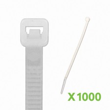 12 Inch Nylon Cable Wire Zip Tie 50 lbs - Natural White 1000 Pack Lot Pcs Qty picture