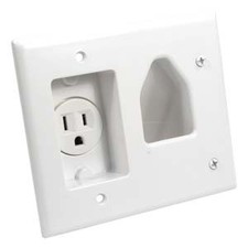 Recessed Low Voltage Cable Plate with Recessed Power, White picture