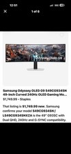 Samsung Odyssey OLED G9 S49CG934SN 49-inch Curved 240Hz OLED Gaming Mo...NEW picture