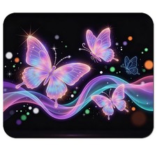 Neon Glowing Purple-Pink Butterflies Mouse Pad 9.5