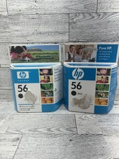 2 Genuine New HP 56 Black Ink Cartridge C6656AN EXPIRED 2006/2008 picture
