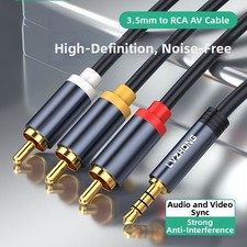 3.5mm JackMale to 3 x RCA Phono Male Plugs Audio Cable Lead 0.5m 1m 1.5m 3m 5m picture
