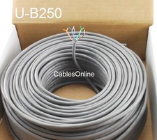 250ft Cat5e 350MHz UTP 24AWG solid pure copper, Riser Rated CMR Bulk Cable, Gray picture