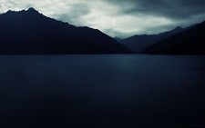 Landscape mountains sea dark blue photography Custom Gaming Mat Desk picture
