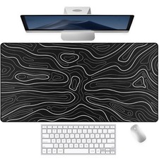 Large Gaming Mouse Pad 31.5x15.7 in Non-Slip Rubber Base Desk Mat Black White picture