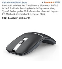 Bluetooth Wireless Arc Travel Mouse, Bluetooth 5.0/4.0 & 2.4G Tri-Mode, Rotat picture