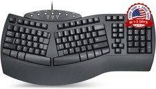 Teclado USB ergonómico dividido con cable y 7 teclas multimedia (Negra) NUEVO US picture