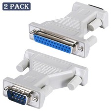 2x DB9 9 Pin Male to DB25 25 Pin Female Serial to Parallel Adapter Converter picture