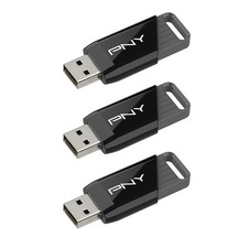 PNY 128GB Attaché X USB 3.2 Gen 1 Flash Drive 3-Pack Type-A Sliding Collar picture