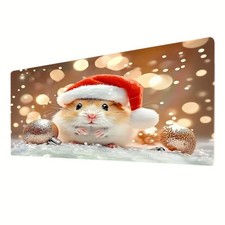 Festive Atmosphere Mouse Pad - Cute Hamster Design, Ideal for Office and Home, picture